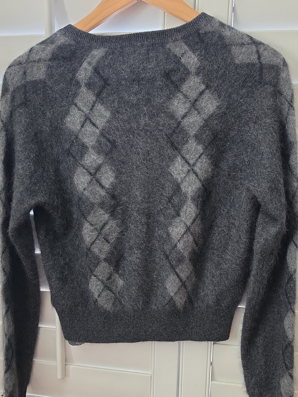 NWT CAMI NYC Charcoal Argyle Button-Front Women's Sweater Cashmere Cardigan - Picture 10 of 10